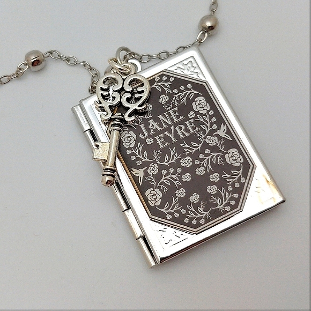 Jane Eyre Book Charm Locket with Skeleton Key